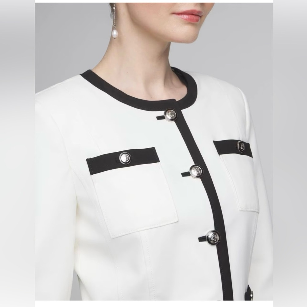 Whbm Colorblock Stylist Jacket Size 10 Color Ecru… - image 7